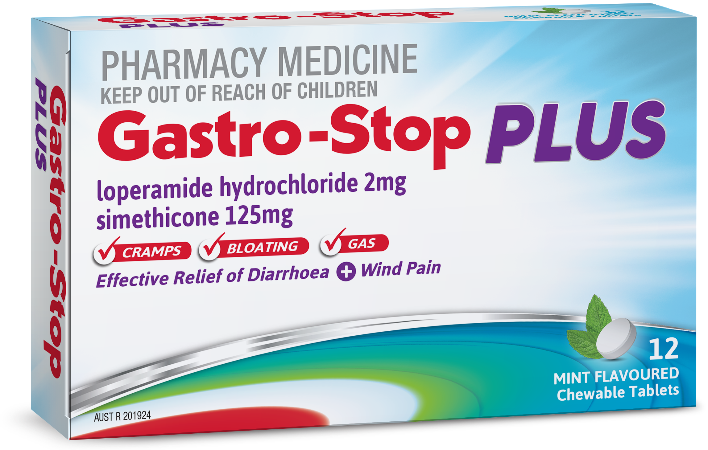 Gastro-Stop Plus packshot - effective relief for diarrhoea, wind pain, cramps and bloating